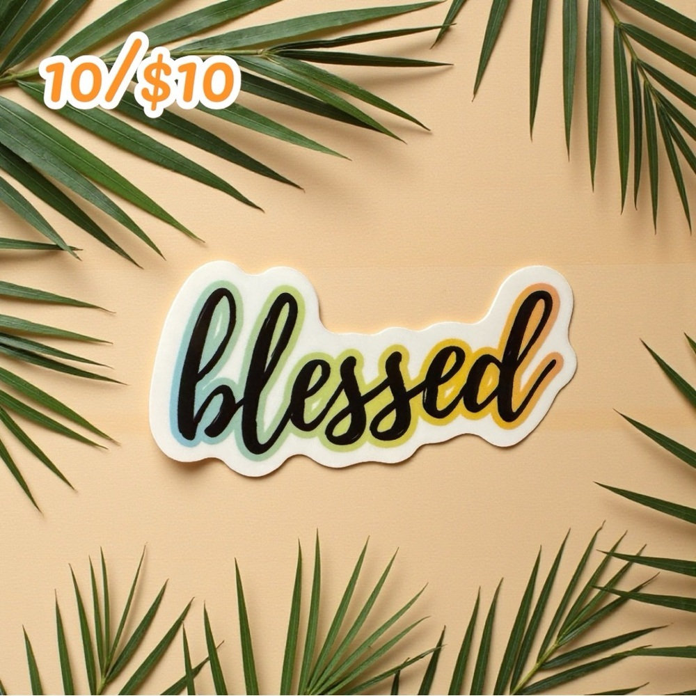 BLESSED Script Sticker – Rainbow Ombre Handwritten Style | 2.5” Vinyl
